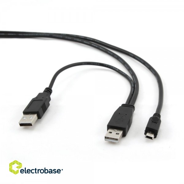 CABLE USB2 DUAL AM-MINI 0.9M/BLACK CCP-USB22-AM5P-3 GEMBIRD фото 1