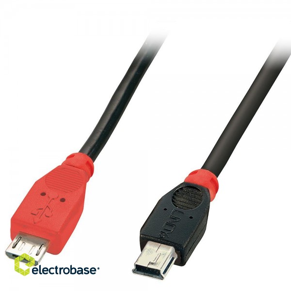 CABLE USB2 MICRO-B TO MINI-B/0.5M 31717 LINDY image 2
