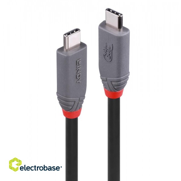 CABLE USB4 240W TYPE C 2M/40GBPS ANTHRA LINE 36958 LINDY фото 1