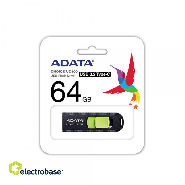 MEMORY DRIVE FLASH USB-C 64GB/ACHO-UC300-64G-RBK/GN ADATA фото 4