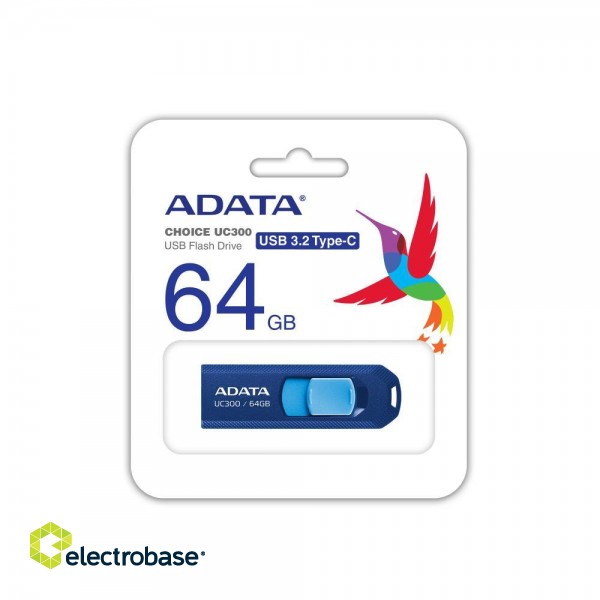 MEMORY DRIVE FLASH USB-C 64GB/ACHO-UC300-64G-RNB/BU ADATA image 2