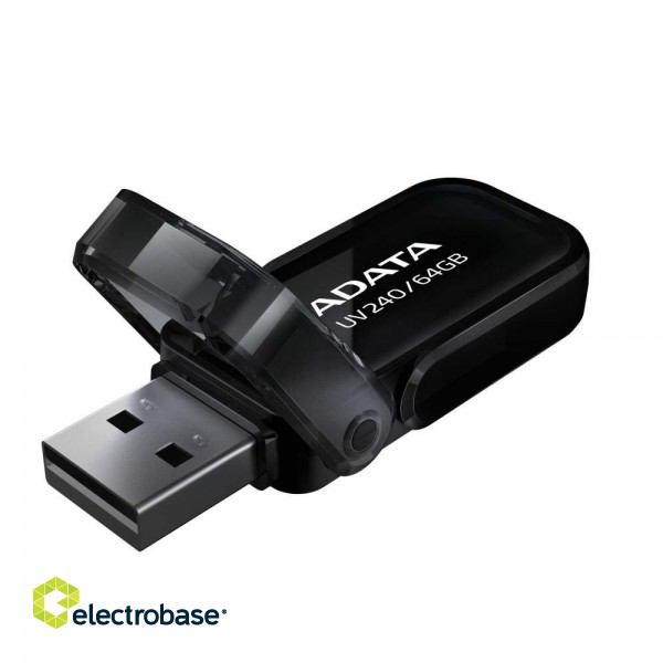 MEMORY DRIVE FLASH USB2 64GB/BLACK AUV240-64G-RBK ADATA paveikslėlis 2