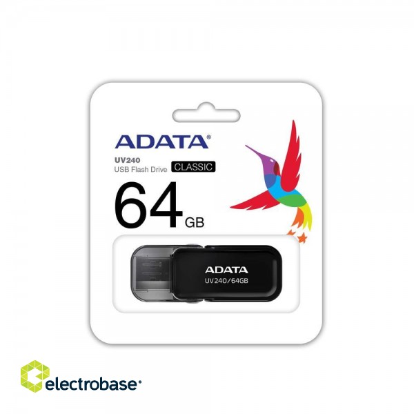 MEMORY DRIVE FLASH USB2 64GB/BLACK AUV240-64G-RBK ADATA фото 3