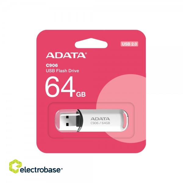 MEMORY DRIVE FLASH USB2 64GB/WHITE AC906-64G-RWH A-DATA фото 3