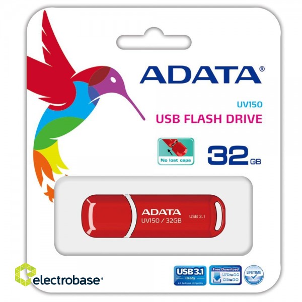 MEMORY DRIVE FLASH USB3.1 32GB/RED AUV150-32G-RRD ADATA paveikslėlis 2