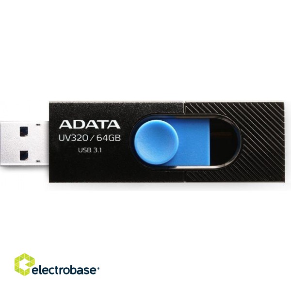 MEMORY DRIVE FLASH USB3.1 64GB/BLACK AUV320-64G-RBKBL ADATA фото 1
