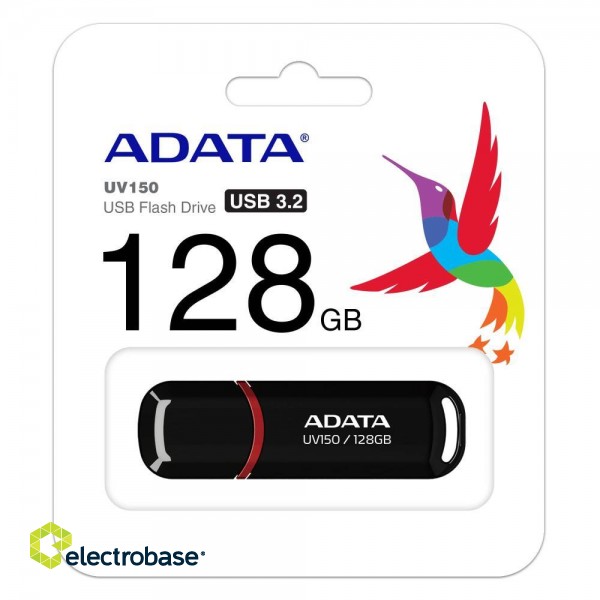 MEMORY DRIVE FLASH USB3 128GB/BLACK AUV150-128G-RBK ADATA фото 2
