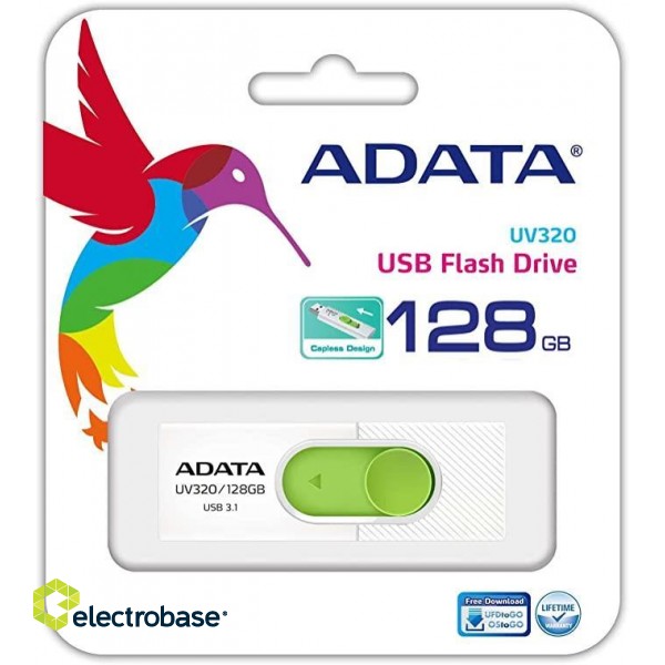 MEMORY DRIVE FLASH USB3 128GB/WHITE AUV320-128G-RWHGN ADATA paveikslėlis 2