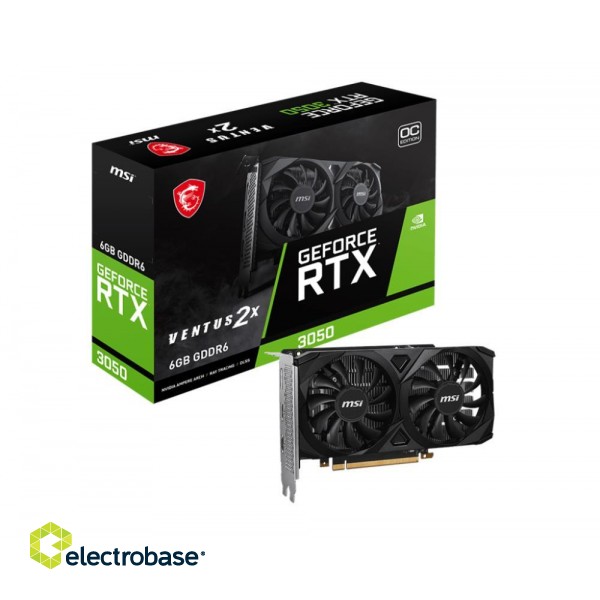 Graphics Card|MSI|NVIDIA GeForce RTX 3050|6 GB|GDDR6|96 bit|PCIE 4.0 16x|Dual Slot Fansink|2xHDMI|1xDisplayPort|RTX3050VEN2X6GOC image 1