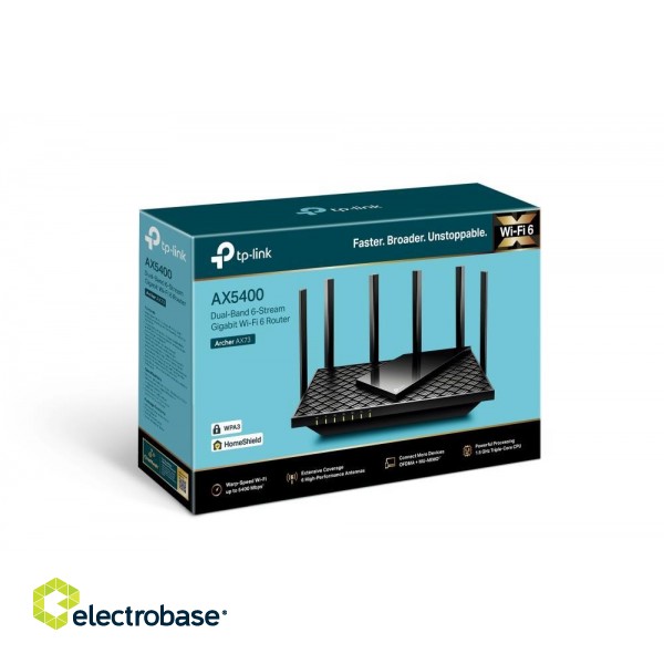 Wireless Router|TP-LINK|5400 Mbps|Wi-Fi 6|USB 3.0|1 WAN|4x10/100/1000M|Number of antennas 6|ARCHERAX73 paveikslėlis 4