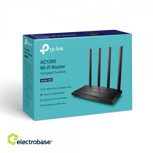 Wireless Router|TP-LINK|Wireless Router|1167 Mbps|IEEE 802.11n|IEEE 802.11ac|USB 2.0|1 WAN|4x10/100/1000M|Number of antennas 4|ARCHERC6U фото 4
