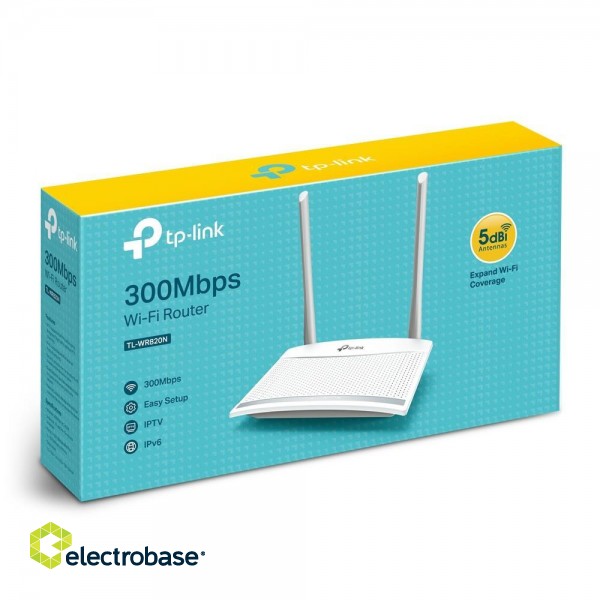 Wireless Router|TP-LINK|Wireless Router|300 Mbps|IEEE 802.11b|IEEE 802.11g|IEEE 802.11n|1 WAN|2x10/100M|Number of antennas 2|TL-WR820N image 4