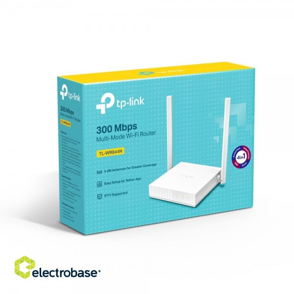 Wireless Router|TP-LINK|Wireless Router|300 Mbps|IEEE 802.11b|IEEE 802.11g|IEEE 802.11n|1 WAN|4x10/100M|Number of antennas 2|TL-WR844N image 3