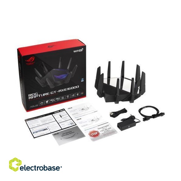 Wireless Router|ASUS|Wireless Router|16000 Mbps|Mesh|Wi-Fi 6|Wi-Fi 6e|USB 2.0|USB 3.2|4x10/100/1000M|1x2.5GbE|LAN \ WAN ports 2|Number of antennas 12|GT-AXE16000 фото 4