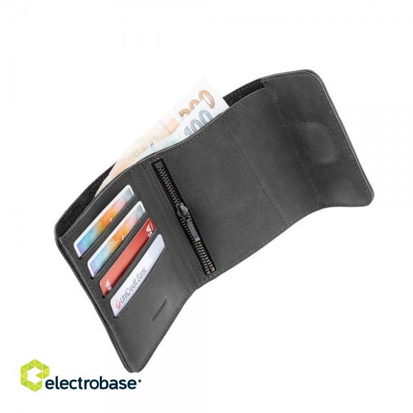 Fixed | Classic Wallet for AirTag | Apple | Genuine cowhide | Black | Dimensions of the wallet : 11 x 11.5 cm; Closing of the wallet is secured by a magnet; Smaller pocket for Apple AirTag; inner hidden pocket; 4 pockets for credit cards or image 3