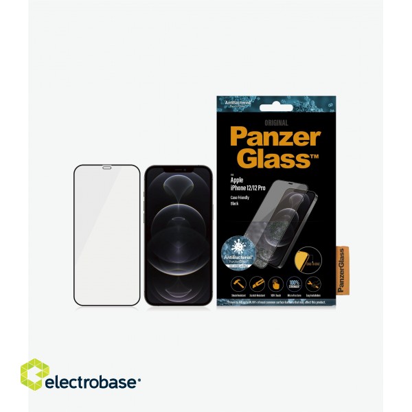 PanzerGlass | Apple | For iPhone 12/12 Pro | Glass | Black | 100% touch; The coating is non-toxic | Case Friendly image 1