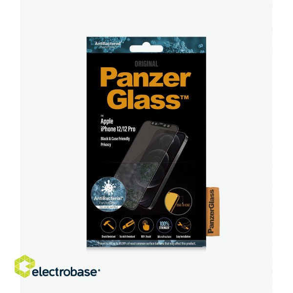 PanzerGlass | Apple | For iPhone 12/12 Pro | Glass | Black | Case Friendly | Privacy glass image 1