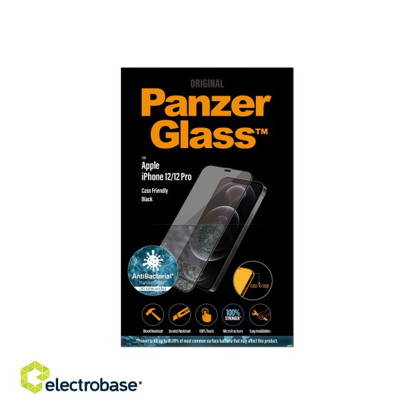 PanzerGlass | Apple | For iPhone 12/12 Pro | Glass | Black | 100% touch; The coating is non-toxic | Case Friendly image 8
