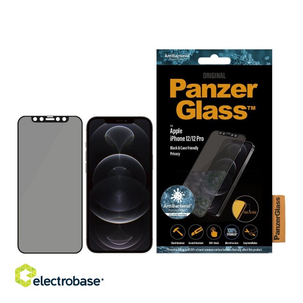 PanzerGlass | Apple | For iPhone 12/12 Pro | Glass | Black | Case Friendly | Privacy glass image 2