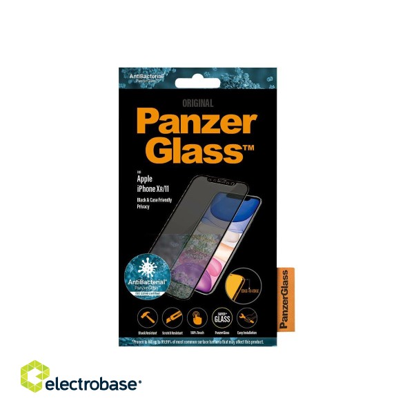 PanzerGlass | P2665 | Screen protector | Apple | iPhone Xr/11 | Tempered glass | Black | Confidentiality filter; Full frame coverage; Anti-shatter film (holds the glass together and protects against glass shards in case of breakage); Case F paveikslėlis 8
