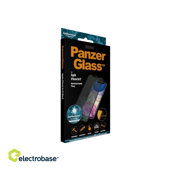 PanzerGlass | P2665 | Screen protector | Apple | iPhone Xr/11 | Tempered glass | Black | Confidentiality filter; Full frame coverage; Anti-shatter film (holds the glass together and protects against glass shards in case of breakage); Case F image 9
