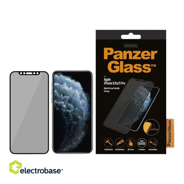 PanzerGlass | P2666 | Screen protector | Apple | iPhone X/Xs/11 Pro | Tempered glass | Black | Confidentiality filter; Full frame coverage; Anti-shatter film (holds the glass together and protects against glass shards in case of breakage);  image 5