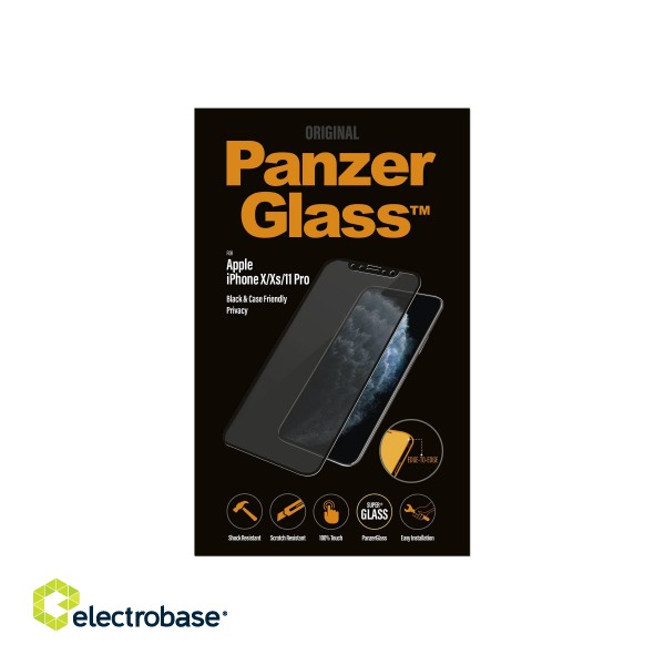 PanzerGlass | P2666 | Screen protector | Apple | iPhone X/Xs/11 Pro | Tempered glass | Black | Confidentiality filter; Full frame coverage; Anti-shatter film (holds the glass together and protects against glass shards in case of breakage);  image 6