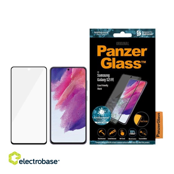 PanzerGlass | Samsng | Galaxy S21 FE CF | Hybrid glass | Black | Antibacterial; Works with in-screen fingerprint reader; Full frame coverage; Rounded edges | Screen Protector image 7