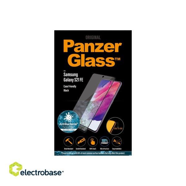 PanzerGlass | Samsng | Galaxy S21 FE CF | Hybrid glass | Black | Antibacterial; Works with in-screen fingerprint reader; Full frame coverage; Rounded edges | Screen Protector image 8