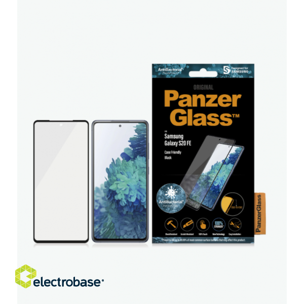 PanzerGlass | Samsung | Galaxy S20 FE CF | Glass | Black | Works with face recognition and is compatible with the in-screen fingerprint reader; Case Friendly | Clear Screen Protector image 1