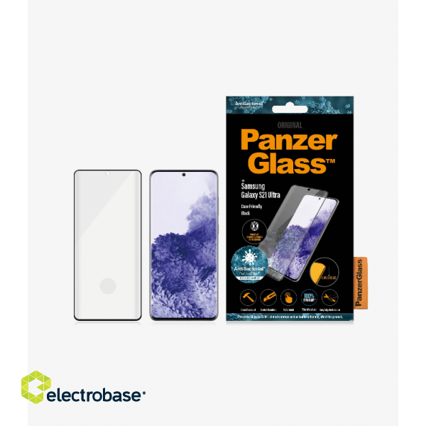 PanzerGlass | Samsung | Galaxy S21 Ultra Series | Antibacterial glass | Black | Case Friendly image 1