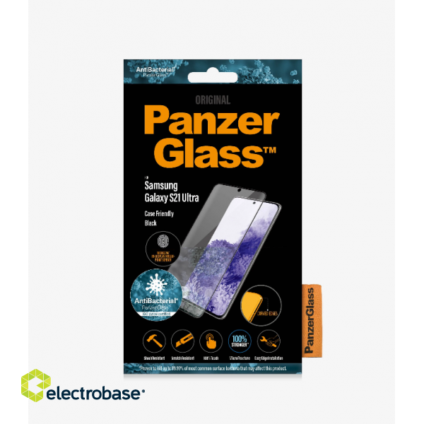 PanzerGlass | Samsung | Galaxy S21 Ultra Series | Antibacterial glass | Black | Case Friendly image 3