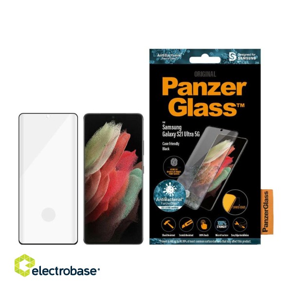 PanzerGlass | Samsung | Galaxy S21 Ultra Series | Antibacterial glass | Black | Case Friendly image 8