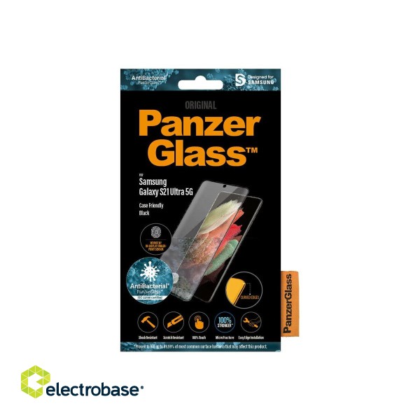 PanzerGlass | Samsung | Galaxy S21 Ultra Series | Antibacterial glass | Black | Case Friendly image 10