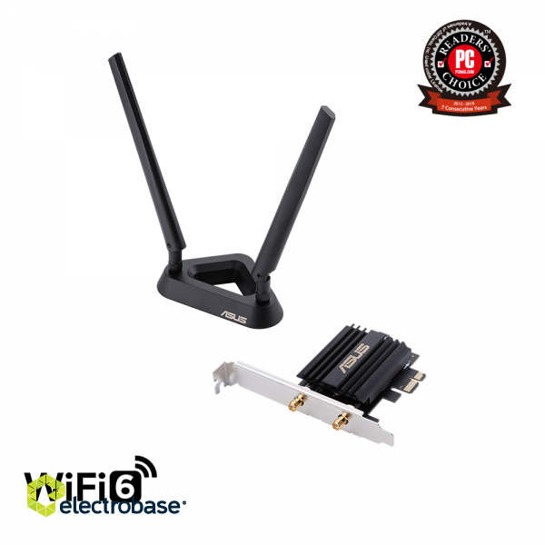 Asus PCE-AX58BT Wi-Fi 6 (802.11ax) AX3000 Dual-Band PCIe Wi-Fi Adapter | Asus | PCI-E adapter | PCE-AX58BT | 3000 Mbit/s | Antenna type 2xExternal image 1