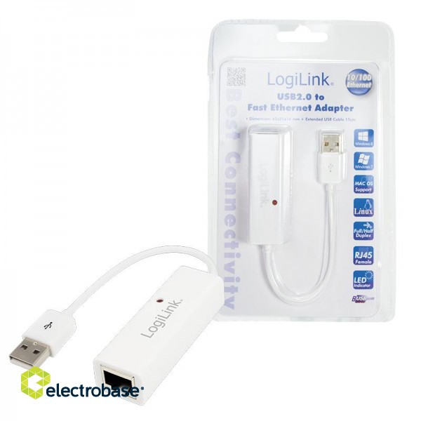 Logilink | Fast Ethernet USB 2.0 to RJ45 Adapter: | USB | RJ-45 image 4