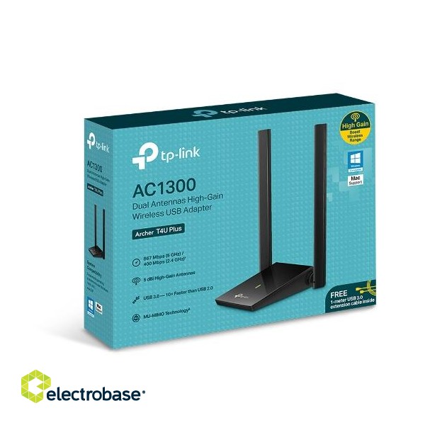 TP-LINK | Archer | T4U Plus | 2×External | 2.4GHz/5GHz | 400+867 Mbit/s фото 7