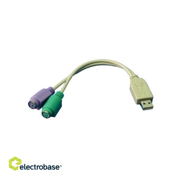 Logilink | Adapter USB to PS/2 x2 :. | USB M | 2x Mini DIN 6-pin FM | 0.2 m image 1