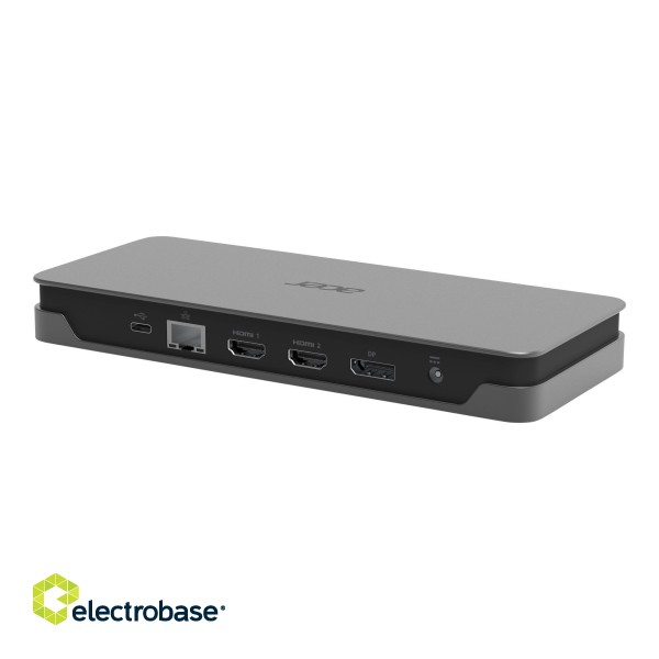 Acer | USB Type-C Gen1 Universal Dock with EU power cord | ADK230 | Dock | DisplayPorts quantity 1 | USB 3.0 (3.1 Gen 1) Type-C ports quantity 2 | USB 3.0 (3.1 Gen 1) ports quantity 3 | HDMI ports quantity 2 | Ethernet LAN paveikslėlis 7