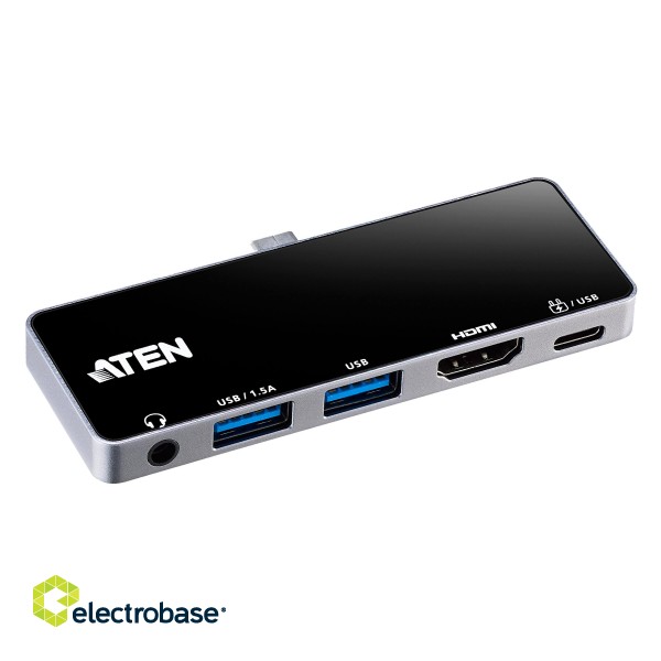 Aten UH3238 USB-C Travel Dock with Power Pass-Through | Aten | USB-C Travel Dock with Power Pass-Through | UH3238-AT | Dock | Ethernet LAN (RJ-45) ports | VGA (D-Sub) ports quantity | DisplayPorts quantity | USB 3.0 (3.1 Gen 1) Type-C ports image 4