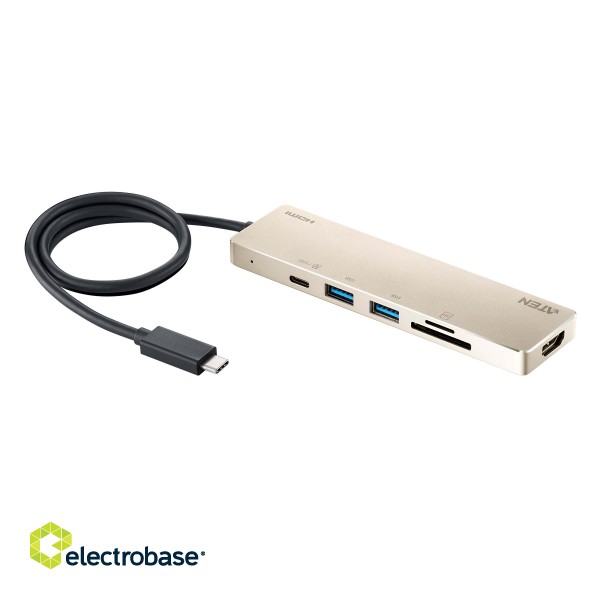 Aten UH3239 USB-C Multiport Mini Dock with Power Pass-Through | Aten | USB-C Multiport Mini Dock with Power Pass-Through | UH3239 | Dock | Ethernet LAN (RJ-45) ports | VGA (D-Sub) ports quantity | DisplayPorts quantity | USB 3.0 (3.1 Gen 1) image 1
