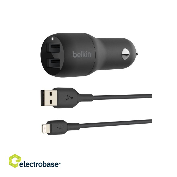 Belkin | Dual USB-A Car Charger 24W + USB-A to Lightning Cable | BOOST CHARGE paveikslėlis 5