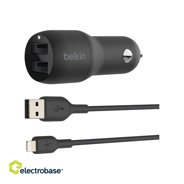 Belkin | Dual USB-A Car Charger 24W + USB-A to Lightning Cable | BOOST CHARGE фото 2