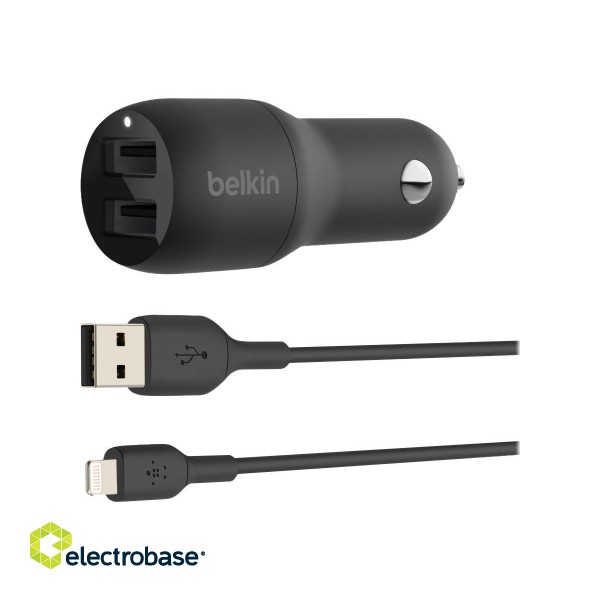 Belkin | Dual USB-A Car Charger 24W + USB-A to Lightning Cable | BOOST CHARGE image 4