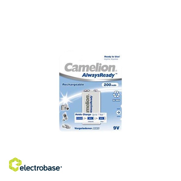 Camelion | 9V/6HR61 | 200 mAh | AlwaysReady Rechargeable Batteries Ni-MH | 1 pc(s) paveikslėlis 2