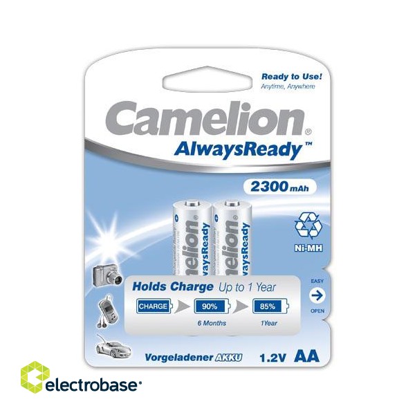 Camelion | AA/HR6 | 2300 mAh | AlwaysReady Rechargeable Batteries Ni-MH | 2 pc(s) фото 1