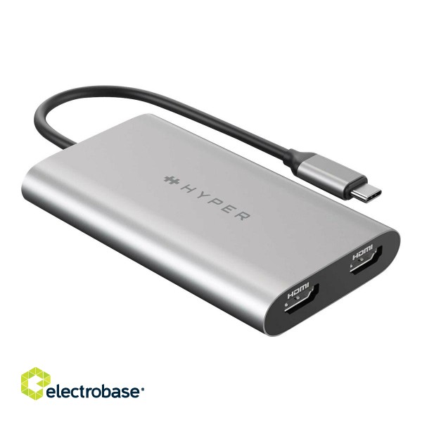 Hyper | HyperDrive Universal USB-C To Dual HDMI Adapter with 100W PD Power Pass-Thru | USB-C to HDMI | Adapter paveikslėlis 1