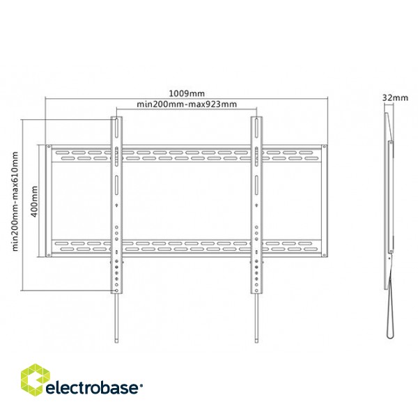 Sunne | Wall Mount | 60-100-LP | 60-100 " | Maximum weight (capacity) 100 kg | Black image 2