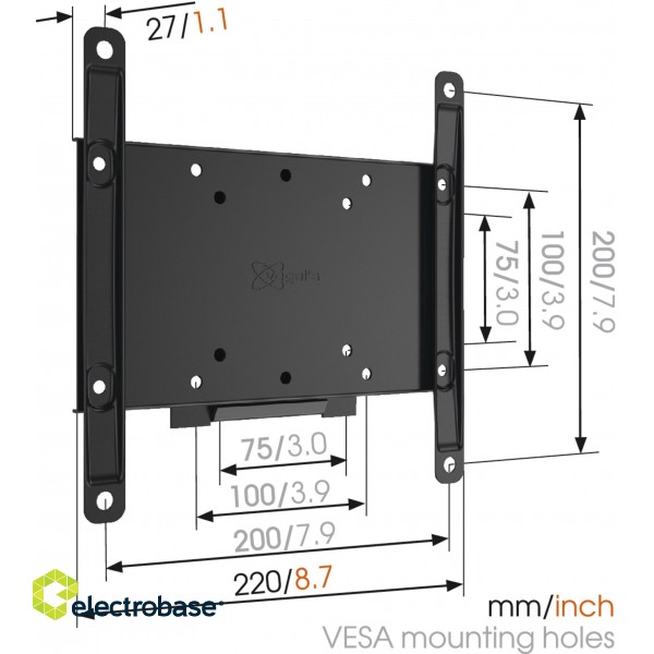 Vogels | Wall mount | MA2000-A1 | Fixed | 26-40 " | Maximum weight (capacity) 30 kg | Black image 3