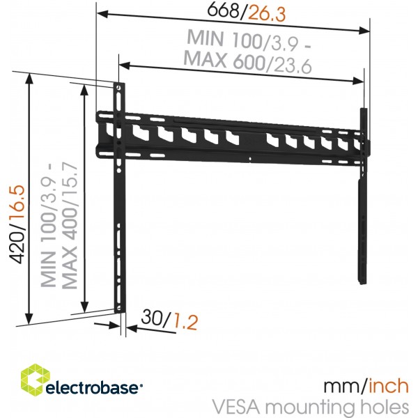 Vogels | Wall mount | MA4000-A1 | Fixed | 40-80 " | Maximum weight (capacity) 80 kg | Black image 3